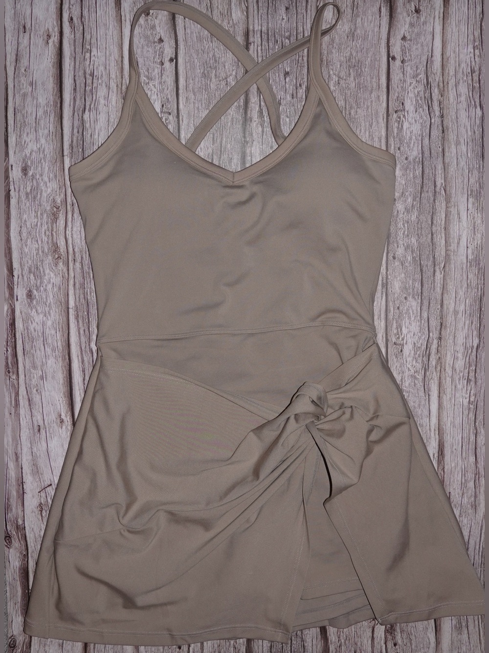 Crisscross Strap Skater Slip Dress - Taupe